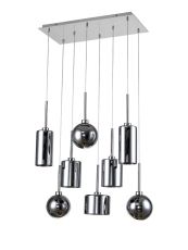 Penton Rectangle Multiple Pendant 2m, 8 x G9, Polished Chrome/Chrome/Frosted Type A,B,C,G Shade