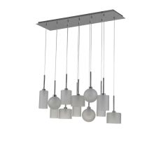 Penton Linear Pendant 2m, 12 x G9, Polished Chrome/Frosted/Frosted Type A,B,C,G Shade