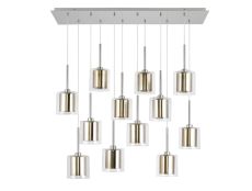 Penton Linear Pendant 2m, 12 x G9, Polished Chrome/Gold/Clear Type H Shade