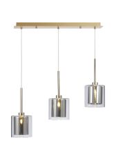Penton Linear Pendant 2m, 3 x G9, French Gold/Chrome/Clear Type H Shade
