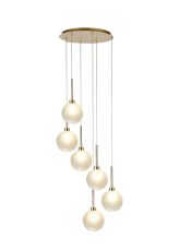 Penton Round Pendant 2.5m, 6 x G9, French Gold/Frosted Type G Shade