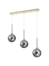 Penton Linear Pendant 2m, 3 x G9, French Gold/Chrome/Frosted Type G Shade