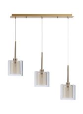 Penton Linear Pendant 2m, 3 x G9, French Gold/Cognac/Clear Type H Shade