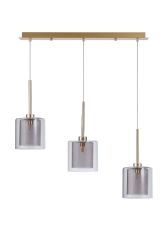 Penton Linear Pendant 2m, 3 x G9, French Gold/Smoked/Clear Type H Shade