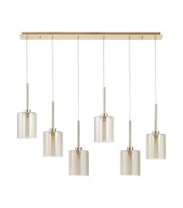 Penton Linear Pendant 2m, 6 x G9, French Gold/Cognac Type B Shade