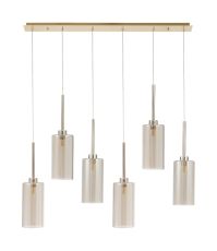 Penton Linear Pendant 2m, 6 x G9, French Gold/Cognac Type A Shade