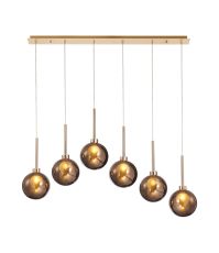 Penton Linear Pendant 2m, 6 x G9, French Gold/Copper/Frosted Type G Shade