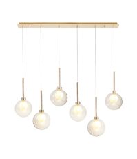 Penton Linear Pendant 2m, 6 x G9, French Gold/Cognac/Frosted Type G Shade