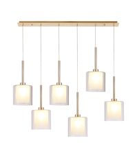 Penton Linear Pendant 2m, 6 x G9, French Gold/Frosted/Clear Type H Shade