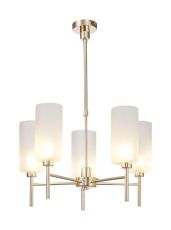 Penton Telescopic/Semi Flush, 5 x G9, French Gold/Frosted Type A Shade