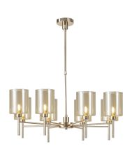 Penton Telescopic/Semi Flush, 8 x G9, French Gold/Cognac Type B Shade