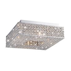 Piazza Flush Ceiling Square 4 Light G9 Polished Chrome/Crystal