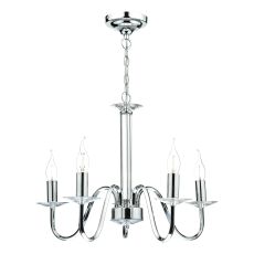 Pique 5 Light E14 Polished Chrome Adjustable Chandelier Pendant With Clear Crystal Detail