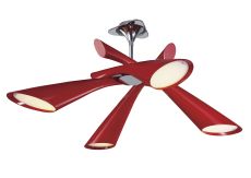 Pop Ceiling Convertible To Semi Flush 4 Light E27, Gloss Red/White Acrylic/Polished Chrome, CFL Lamps INCLUDED