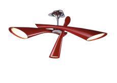 Pop Ceiling Convertible To Semi Flush 3 Light E27, Gloss Red/White Acrylic/Polished Chrome, CFL Lamps INCLUDED