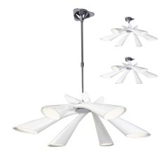 Pop Pendant/Ceiling Semi Flush Convertible 6 Light E27, Gloss White/White Acrylic/Polished Chrome, CFL Lamps INCLUDED