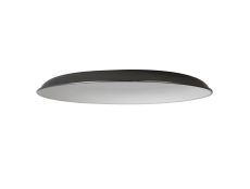 Prema Round Flat Metal 35cm Lampshade, Black Chrome
