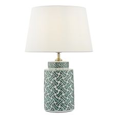 Reese 1 Light E27 Green & Blue Print Ceramic Table Lamp With Inline Switch (Base Only)