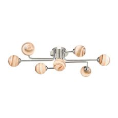 Reyna 7 Light G9 Polished Chrome Flush Ceiling Fitting C/W Planet Style Glass Shade
