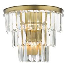 Rhapsody 3 Light E14 Natural Brass Wall Light With Clear Crystals