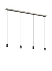 Salas 1.3m Linear Suspension Kit, 4 Light E14, Satin Nickel / Satin Black