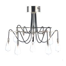 Scroll 10 Light Semi Flush Nickel/Clear Glass Finish