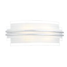 Sector 1 Light 5W Integrated LED Polished Chrome Largel Wall Light With Clear & Frosted Glass Shade