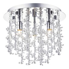 Sestina 3 Light G9 Polished Chrome Flush Fitting With Decorative Aluminium Rods Entwined With Crystal Beads