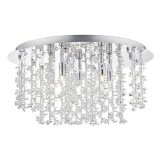 Sestina 5 Light G9 Polished Chrome Flush Fitting With Decorative Aluminium Rods Entwined With Crystal Beads