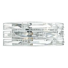 Seville 2 Light E27 Polished Chrome Wall Light With Pull Switch With Curving K9 Crystal Lozenges