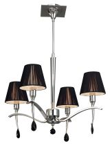 Siena Pendant Round 4 Light E14, Polished Chrome With Black Shades And Black Crystal