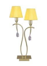 Siena Table Lamp 2 Light E14, Polished Brass With Amber Ccrain Shades And Clear Crystal