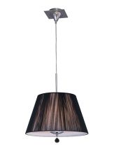 Siena Pendant Round 1 Light E27, Polished Chrome With Black Shade And Black Crystal