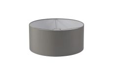 Sigma Round Cylinder, 400 x 180mm Faux Silk Fabric Shade, Grey/White Laminate