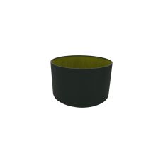 Sigma Round Cylinder, 300 x 170mm Dual Faux Silk Fabric Shade, Midnight Black/Green Olive