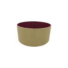 Sigma Round Cylinder, 400 x 180mm Dual Faux Silk Fabric Shade, Antique Gold/Ruby