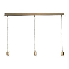 3 Light E27 Antique Brass  Adjustable Linear Suspension With Clear Cable