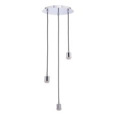 3 Light E27 Polished Chrome Adjustable Suspension Cluster With Black Braided Cable