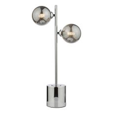 Spiral 2 Light G9 Polished Chrome Table Lamp C/W Inline Switch C/W Smoked Glass Shades