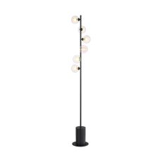 Spiral 6 Light G9 Matt Black Floor Lamp C/W Inline Foot Switch C/W Clear & Opal Glass Shades