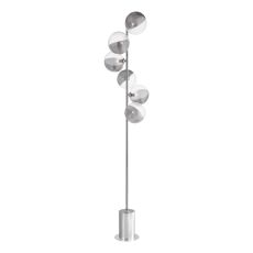 Spiral 6 Light G9 Polished Chrome Floor Lamp With Inline Foot Switch C/W 15cm Smoked & Clear Ribbed Glass Shades