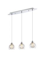 Talisbon Pendant Linear, 3 Light G9, Polished Chrome/Silver/Clear Glass