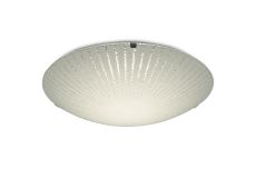 Tassa 12W LED Small Flush Ceiling Light, 300mm Round, 4000K 950lm CRI80, Sunray Pattern Glass With Polished Chrome Detail