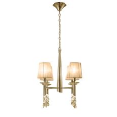 Tiffany Pendant 4+4 Light E14+G9, French Gold With Soft Bronze Shades & Clear Crystal