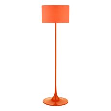 Heim 1 Light E27 Satin Orange Floor Lamp With Inline Foot Switch C/W Orange Cotton 43cm Drum Shade