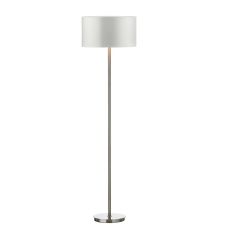 Tuscan 1 Light E27 Satin Chrome Floor Lamp With Foot Switch C/W Hilda Ivory Faux Silk 40cm Drum Shade