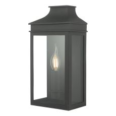 Vapour 1 Light E14 Black Outdoor/Bathroom IP44 Wall Light With Glass Panels