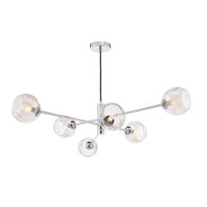 Vignette 6 Light G9 Polished Chrome Adjustable Pendant Ceiling C/W Champagne Organic Glass Shades