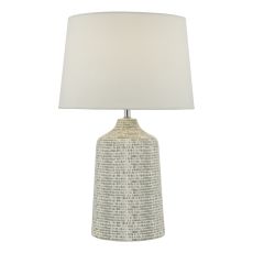 Vondra 1 Light E27 White & Grey Table Lamp With Inline Switch C/W Ivory Linen Tapered Shade