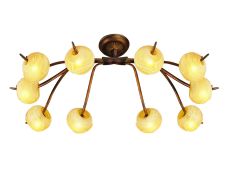 (0038 001) Wave Ceiling 10 Light G9, Rustic Gold